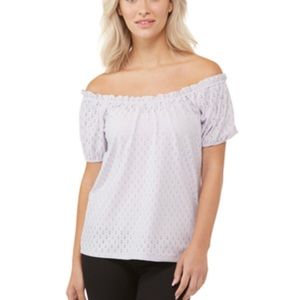 Michael Kors Petite Garden Print Ruffle Cuff Top